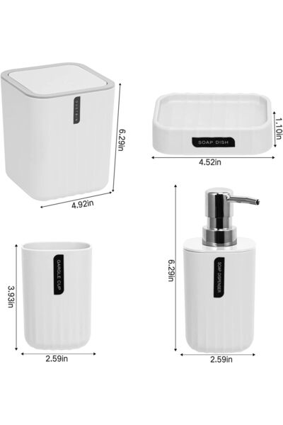 Generic Sanitary Wares Windo Bathroom Accessory Set - 4 Pieces, White, AR-435-8