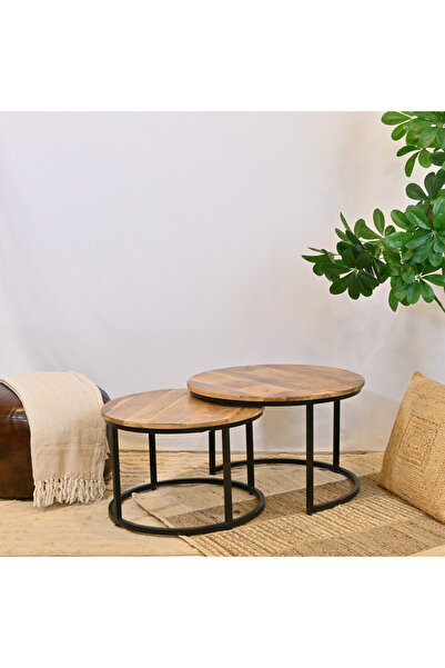 Crafted by Lifestyle Wooden Top Coffee Table - Set of 2