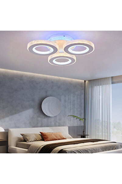 RFAN LED Chandelier, Model M600-3, With Remote Control, 3 Types of Light Plus RGB Light, 122W, White