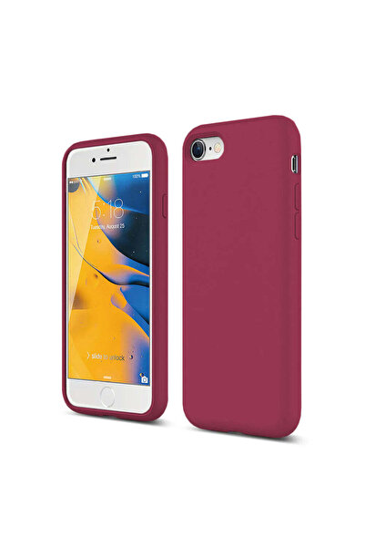 Casey Studios iPhone 7/8/SE2 Soft Silicone Case, Microfiber Inside, Protection, Slim, Burgundy