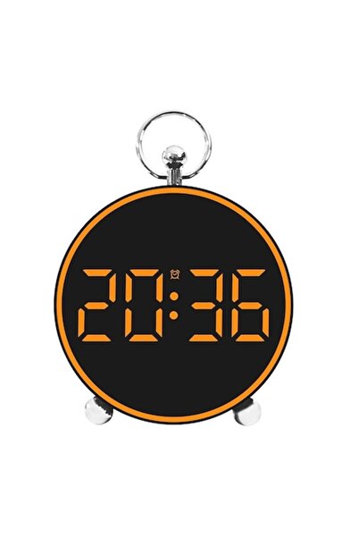 Welora Digital Table/Wall Clock with Alarm, Snooze, LED Light, Night Mode, Voice Control, USB - Orange
