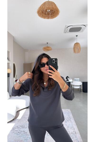 Buket Teke Anthracite Scuba Hooded Set