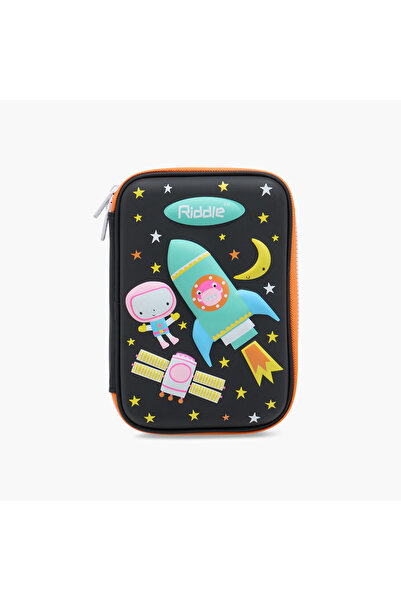 babyshop Space Print Pencil Pouch with Zip Closure