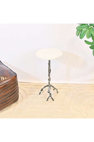 Crafted by Lifestyle Marble Top Side Table with Textured Legs