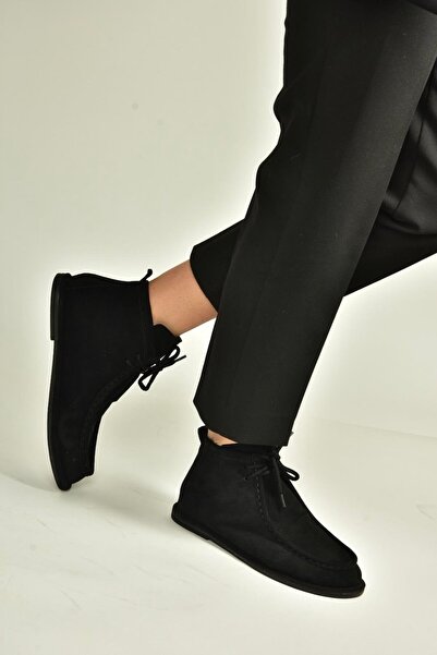 Fox Shoes V846926302 Black Suede Flat Bottom Lace-Up Women's Boots