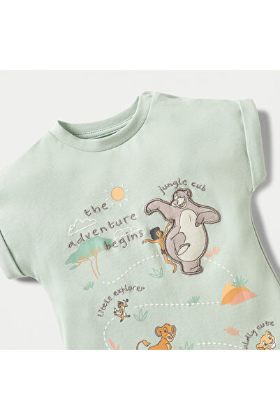Disney Lion King Print Romper with Short Sleeves and Button Closure