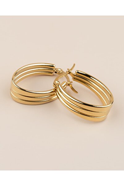 Portakal Esintisi Solyn Oval Hoop Steel Earrings
