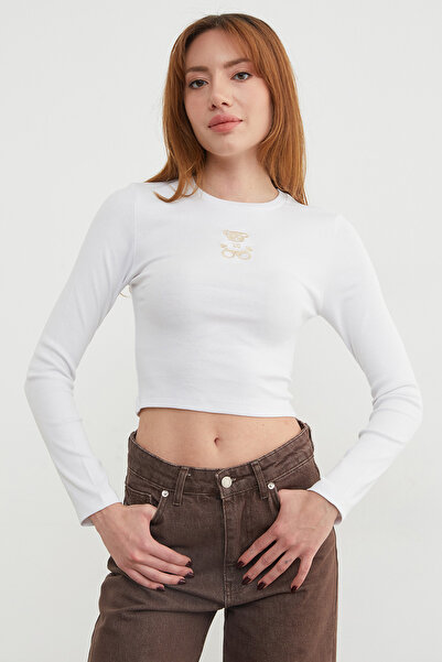 Fulla Moda Body crop brodat cu ursuleț