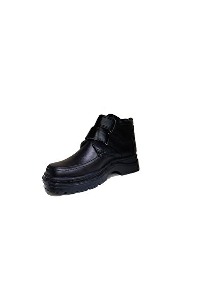 Walked Boy's Original Genuine Leather Velcro Strap Black Thick Rubber Thermo Sole Winter Boots