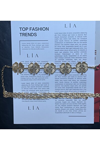 LİA KEMER Scion Clover Patterned Chain Accessory for Jacket, Dress, Pants, Evening Dress, Body Chain, Beach Belt