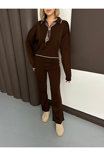 Cistern İstanbul Γυναικείο Σετ Πλεκτό με Λεπτομέρεια Φουλάρι