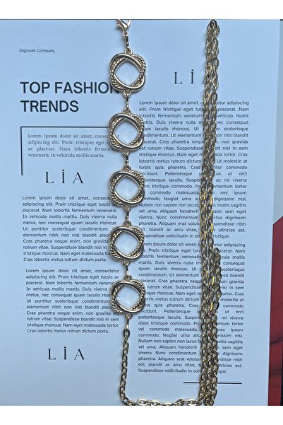 LİA KEMER Vigor Interlocking Ring Pattern Gold Chain Accessory Jacket, Dress, Pants, Evening Dress, Body Chain, Beach Belt