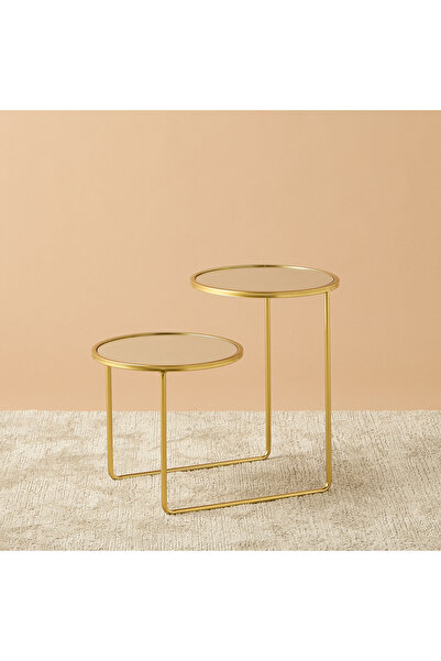 Lifestyle Mirror Top 2-Tier Side Table - 61x36x50 cms