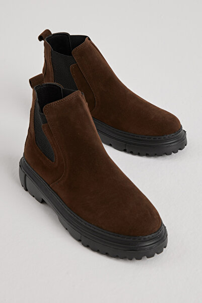 Tonny Black Men's Brown Thick Nylon Light Sole Chelsea Boots with Elastic Sides