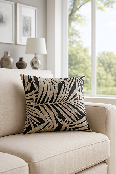 Premier Home Velvet Cushion Cover Black Beige V1 55X65