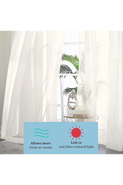 Generic OWENIE Sheer Curtain Pack of 2, Ivory, Polyester, 1.06m x 2.44m Each