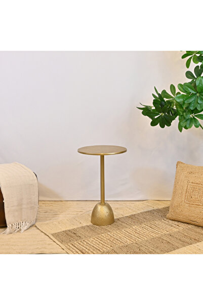 Crafted by Lifestyle Textured Metal Top Accent Table with Pedestal Base