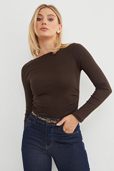 Fulla Moda Draped Boat Neck Body with Side Panels