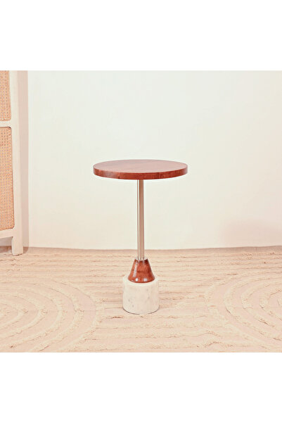 Crafted by Lifestyle Home Carving Wooden Top Accent Table with Pedestal Base - 55x30x55 cms