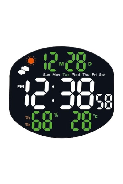 GAOSIIO LED Digital Wall Clock - Adjustable Brightness, Remote, Alarm, Temp & Humidity