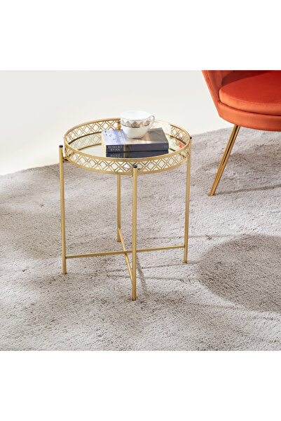 Lifestyle Metal Mirror Top Accent Table - 42x42x47 cms
