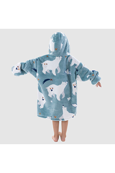 OEM Patura cu Maneci Copii 4-8 ani, tip Hanorac, Gluga si Buzunare, Flannel Fleece, Poliester