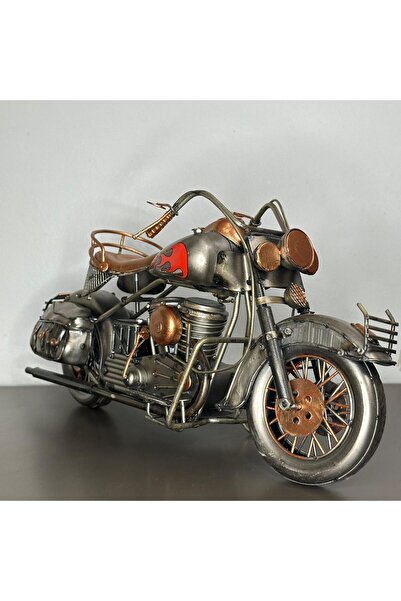 MotoGarage El Yapımı 36 cm Metal Alev Desenli Chopper Motosiklet Model – Meta...