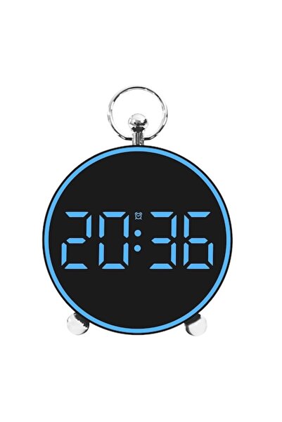Welora Digital Desk/Wall Clock with Alarm, Snooze, LED Light, Night Mode, Voice Control, USB (Blue)
