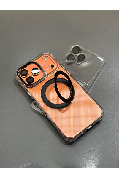 PEXURA TECH غطاء هاتف شفاف متوافق مع آيفون 17 برو ماكس مع حامل حلقي وحماية للعدسة من الياقوت