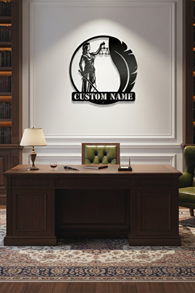 Grandmix Kişiye Özel İsimli Adalet Terazisi Metal Duvar Dekoru Avukat Ofis Ta...