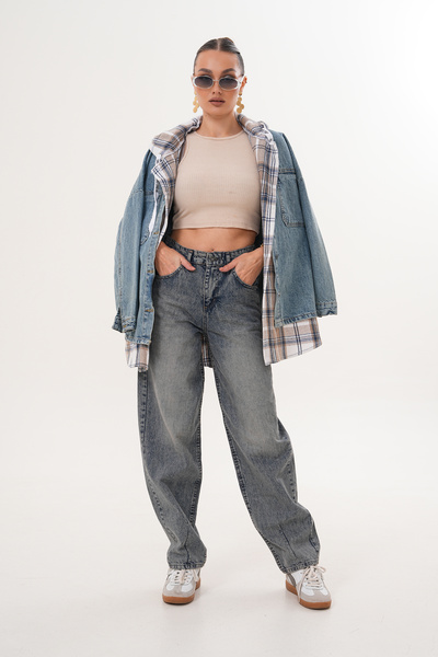 Semesia Plaid Denim Jacket