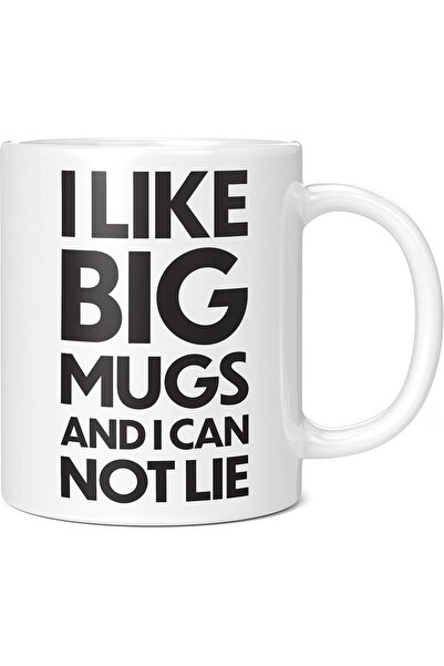 NASAQ Mug Monster - 'I Like Big Mug and I Cannot Lie' Giant Ceramic Coffee/Tea Mug, 20 oz, White