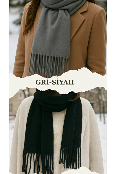 LYDIA SCARF Pufyy Solid Color Scarf Shawl -2 Pieces