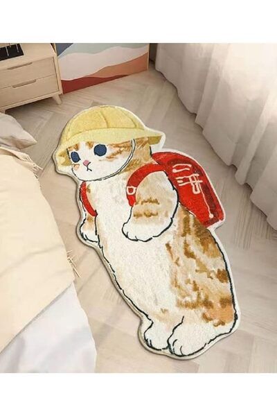 Generic Cute Cat-Shaped Non-Slip Microfiber Rug for Bedroom/Living Room/Kids Room, 1.2m x 50cm