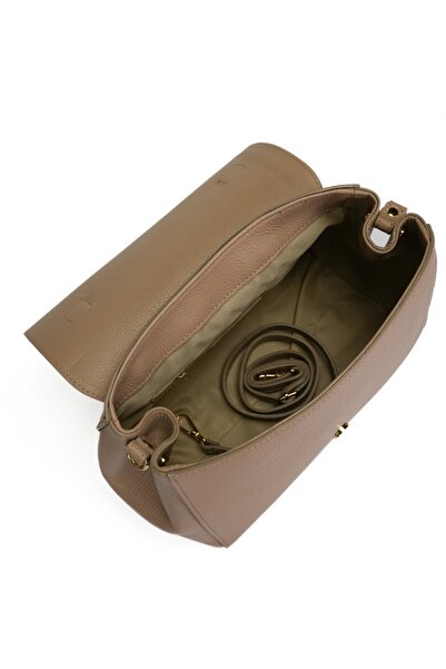 Posete Fagaras Elvila Leather Purse - Cream, 1 Compartment, 2 Pockets, Adjustable Strap 137 cm