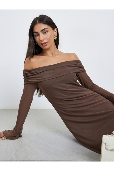 Styli Brown Bodycon Maxi Dress