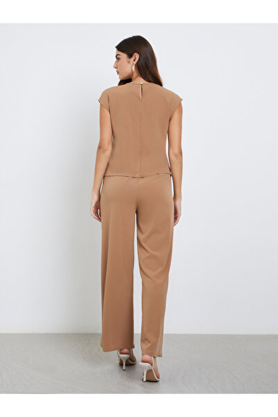 Styli Brown Cap Sleeve Top and Pants Modest Set