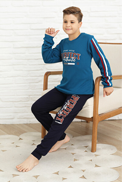 MODANINO Boy's Sleeves Striped 100% Cotton Interlock Fabric Pajama Set 12351