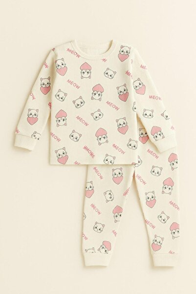 Katia&Bony Girl's Heart Cat Patterned Pajama Set