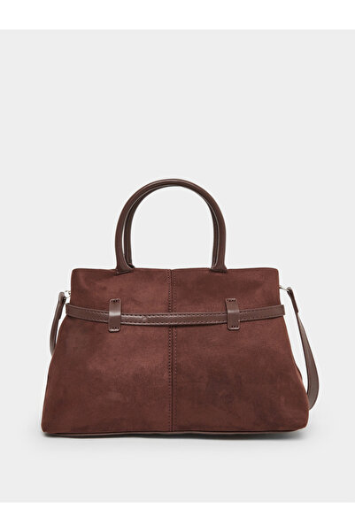 Styli Coffee Brown Suede Look Belted Bag