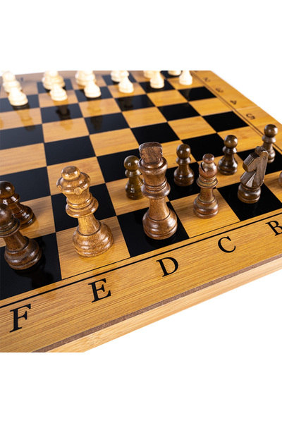 SERSIMO Wooden chess and backgammon game, 48x48 cm, all pieces included, brown