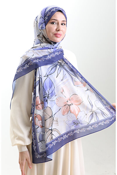 sefamerve Σάλι από γαλλικό μετάξι Hanzade 70330-03 Μωβ Λιλά