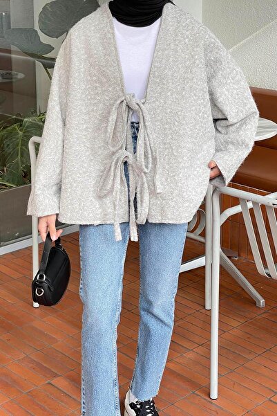 lamelif Κορδόνι με κορδόνια Κιμονό Γκρι