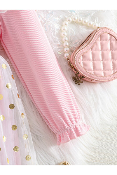 Take Two By Styli Bow Detail Ruffled Long Sleeve Mesh Dress