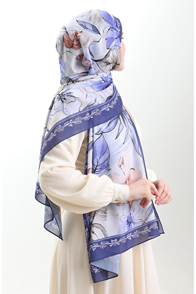 sefamerve Σάλι από γαλλικό μετάξι Hanzade 70330-03 Μωβ Λιλά