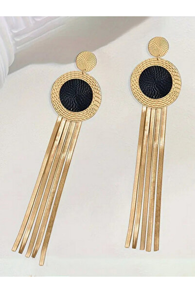 Take Two By Styli Circle Tassel Metal Earrings