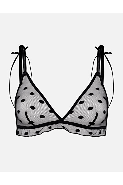 ESOTIQ Soft Bra Non-Padded Bralette Top Sheer Mesh with Polka Dot Embroidery ...