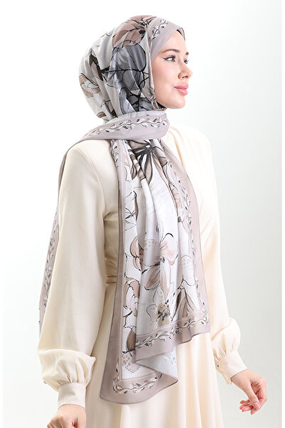 sefamerve Σάλι από γαλλικό μετάξι Hanzade 70330-07 Γκρι βιζόν