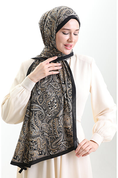 sefamerve Karaca Patterned Mio Shawl 82011-09 Black Gold