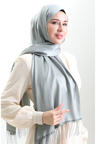 sefamerve شال فيسكوز طويل مهدب 70331-01 أخضر فاتح